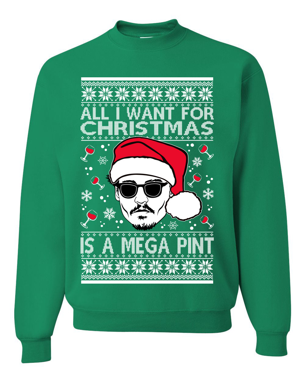 Johnny D All I Want For Christmas is a Mega Ugly Christmas Sweater Unisex Crewneck Sweatshirt