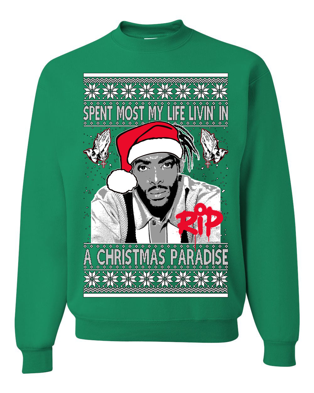 Cool Paradise Rapper Gangsta Paradise RIP Ugly Christmas Sweater Unisex Crewneck Sweatshirt
