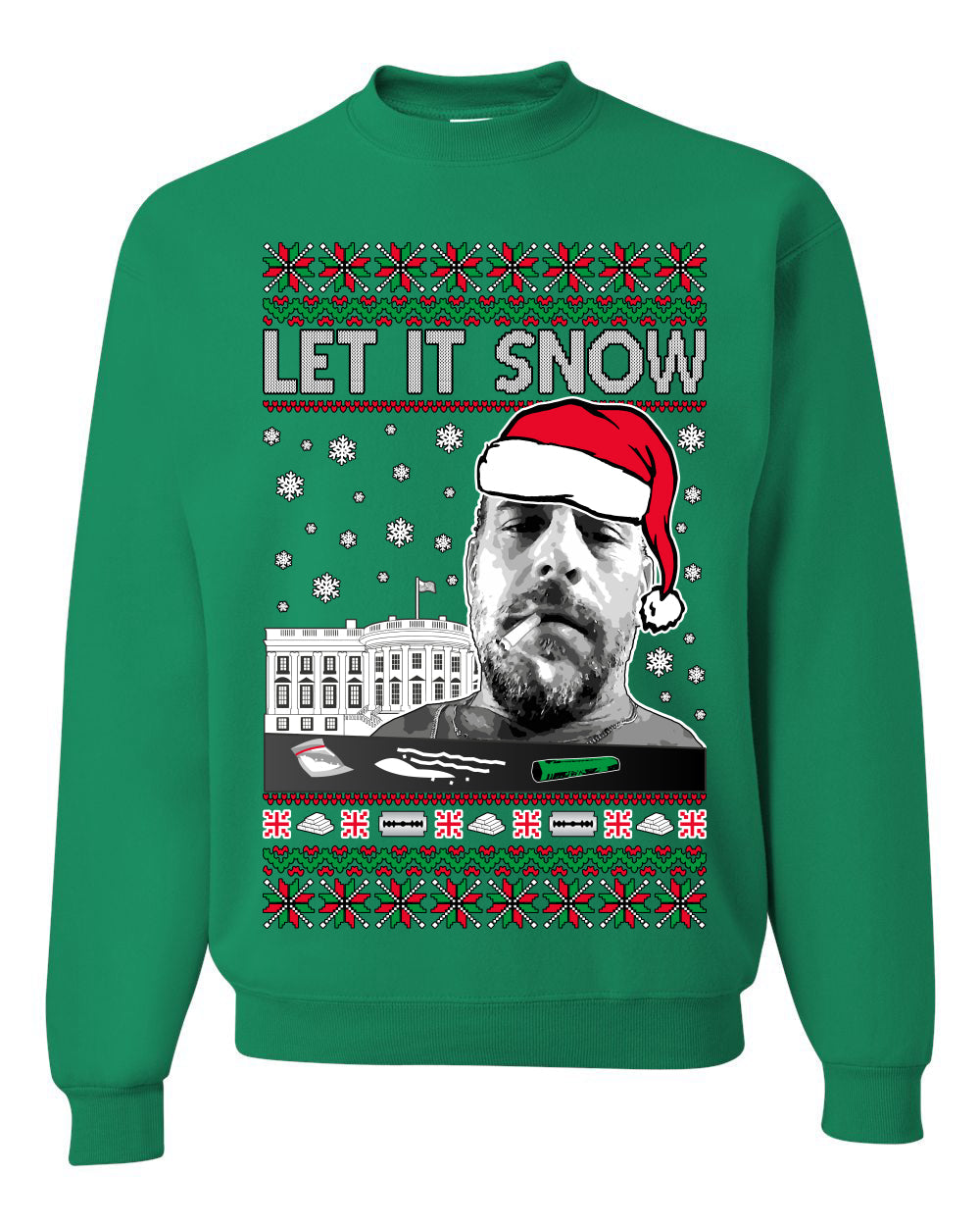 Hunter Let It Snow Biden Ugly Christmas Sweater Unisex Crewneck Sweatshirt