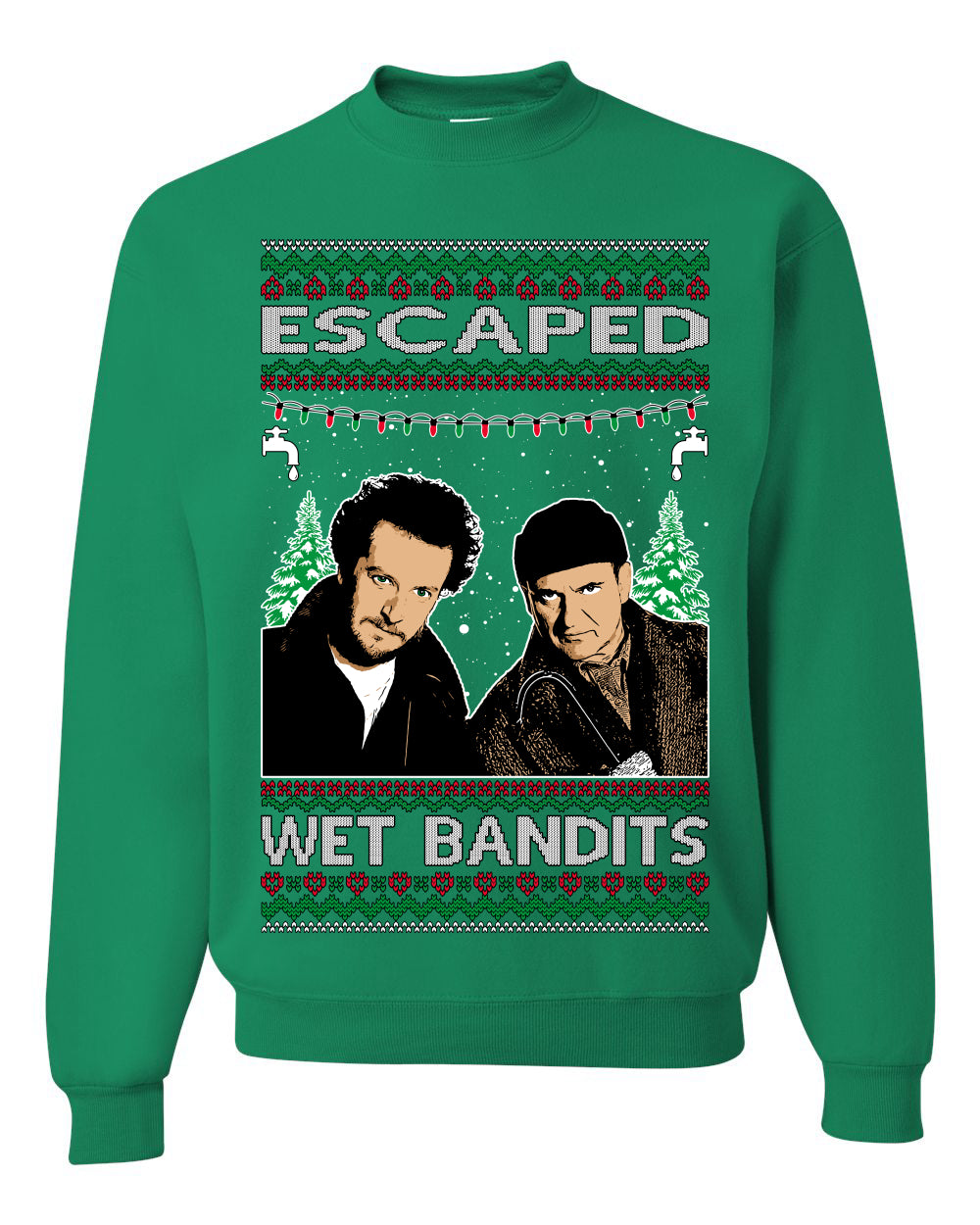 Escaped Bandits Classic Home Holiday Movie Ugly Christmas Sweater Unisex Crewneck Sweatshirt