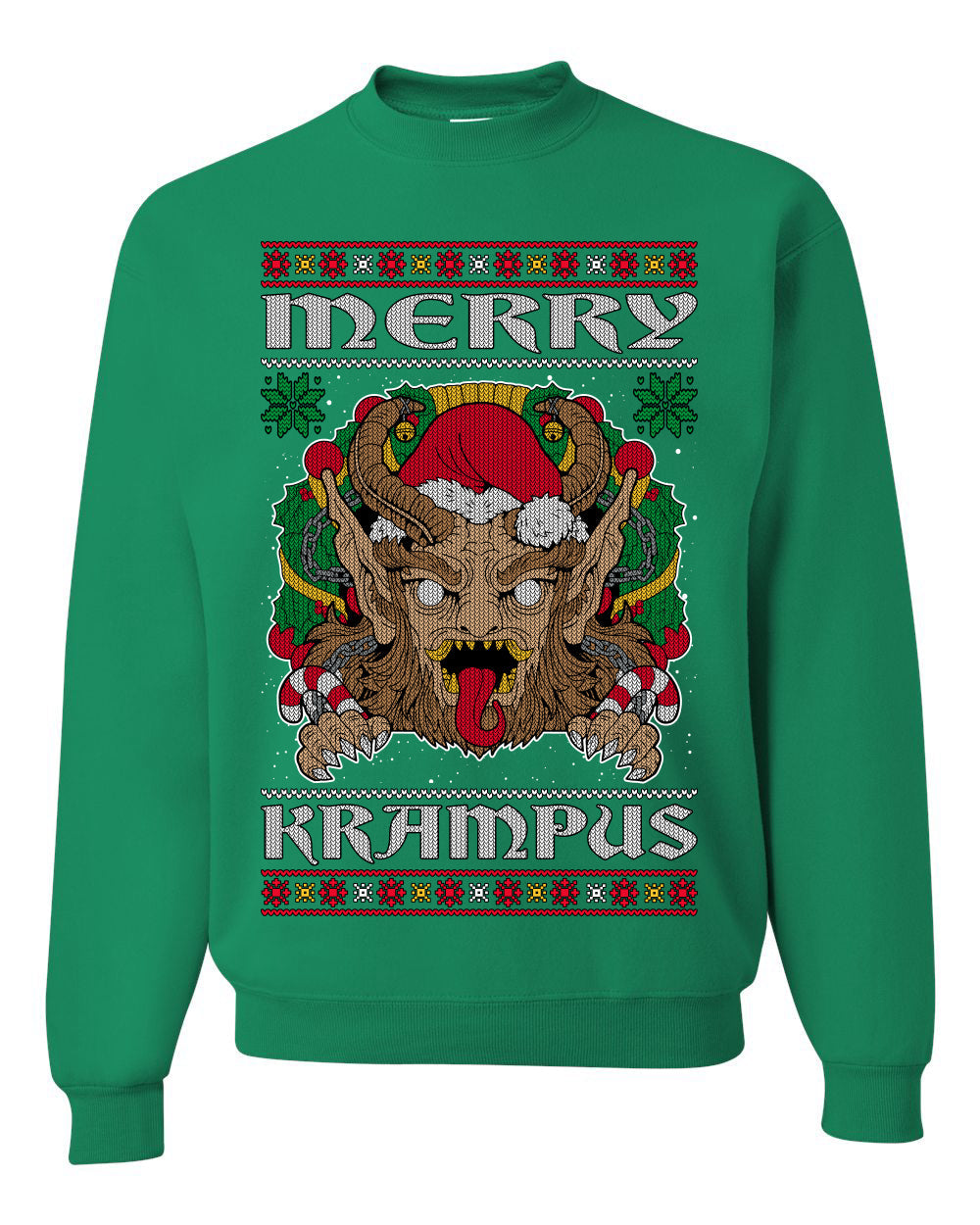 Merry Krampus Santa Folklore Figure Horror Ugly Christmas Sweater Unisex Crewneck Sweatshirt