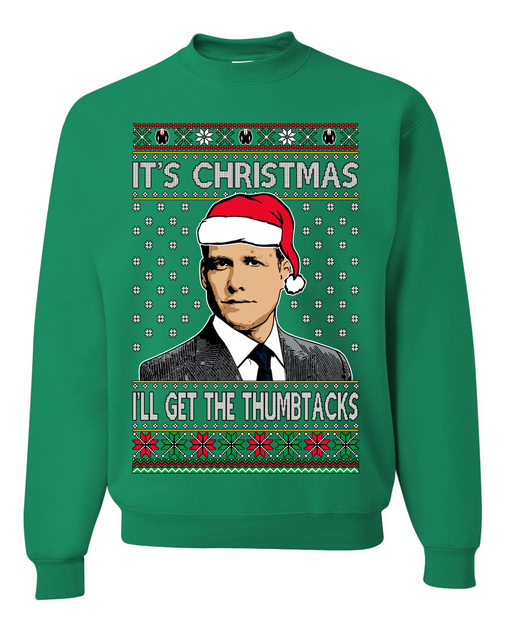 It's Christmas I'll Get The Thumbtacks TV Show Parody Ugly Christmas Sweater Unisex Crewneck Sweatshirt