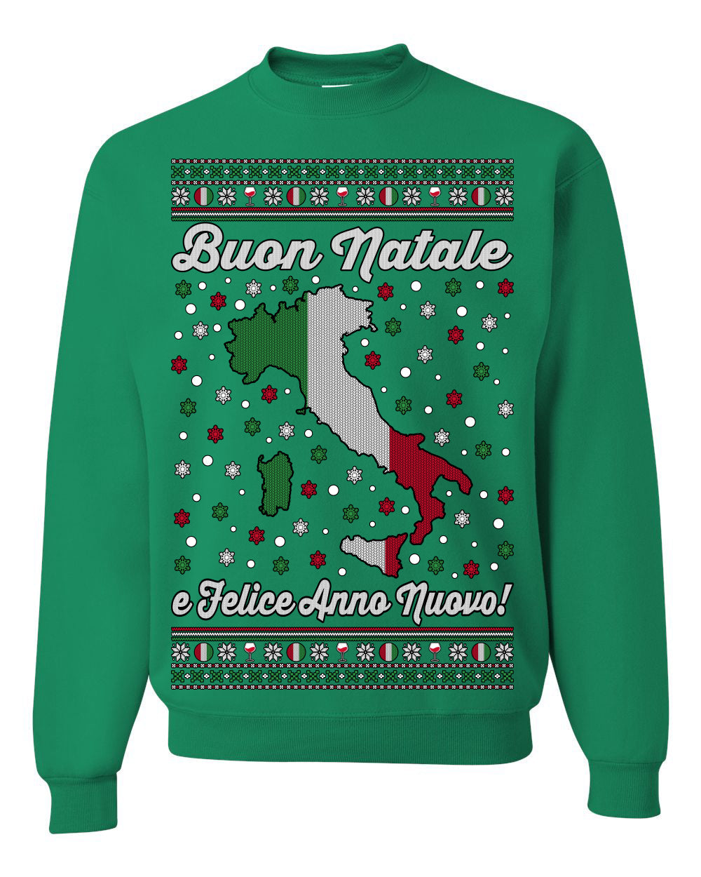 Buon Natale e Felice Anno Nuovo! Merry Christmas and Happy New Year Ugly Christmas Sweater Crewneck Sweatshirts
