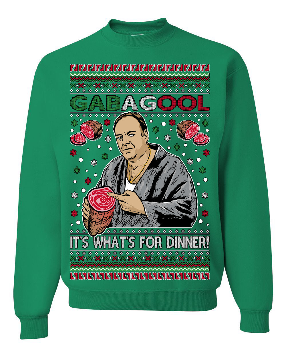 Gabagool It's What's for Dinner, Funny Tony Italian NJ New Jersey Mafia, Classic TV Show Ugly Christmas Sweater Crewneck Sweatshirt