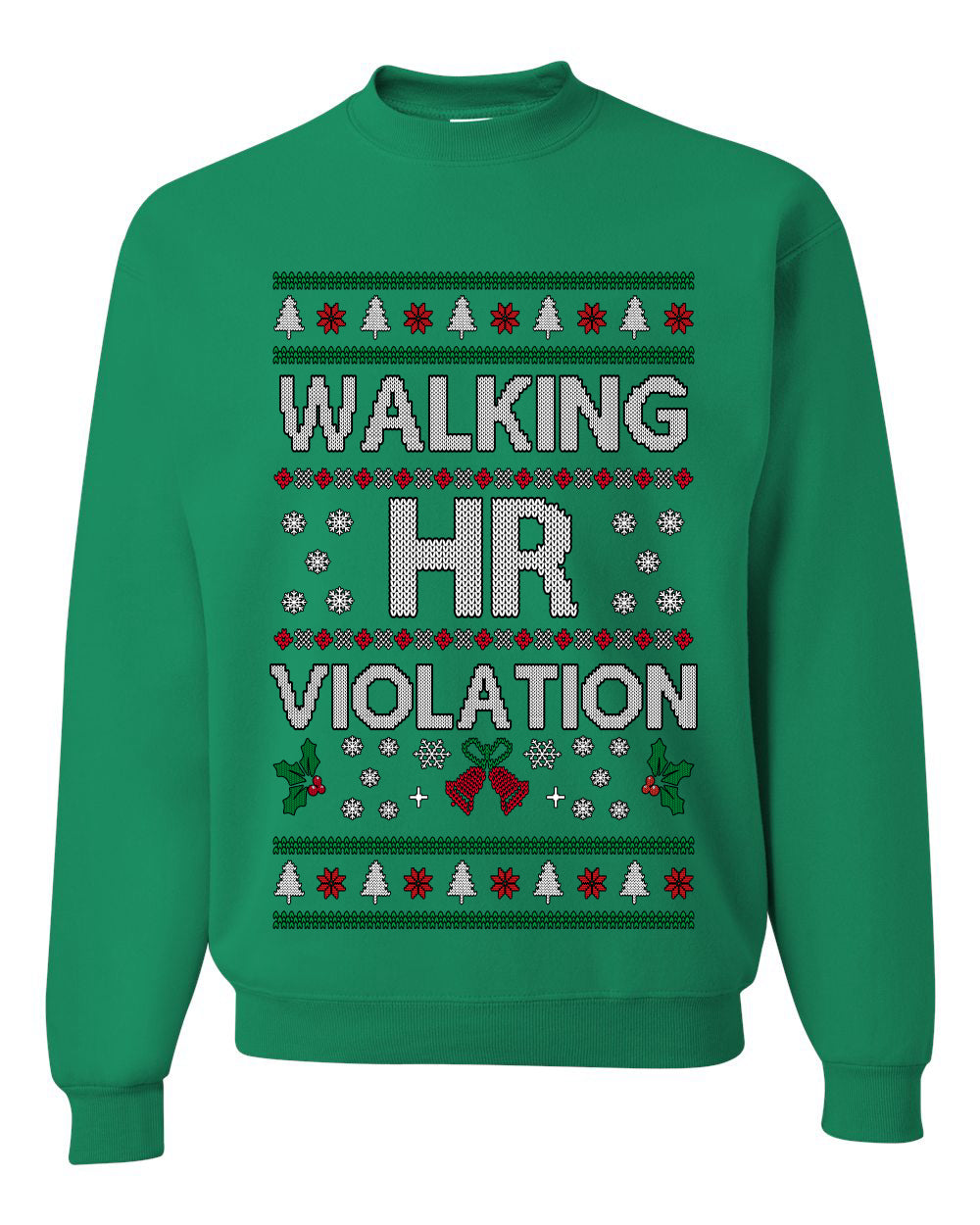 Walking HR Violation, Funny Office Humor Christmas Unisex Sweater, Ugly Christmas Crewneck Sweatshirts