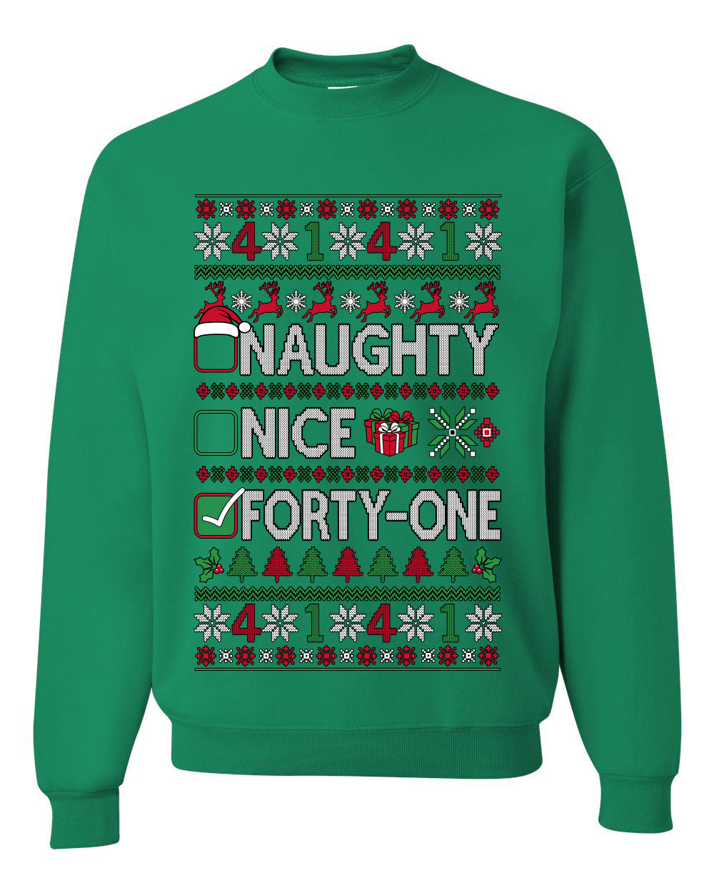 Naughty Nice 41, Ugly Christmas Unisex Sweater List, Extra Festive, Crewneck Sweatshirts