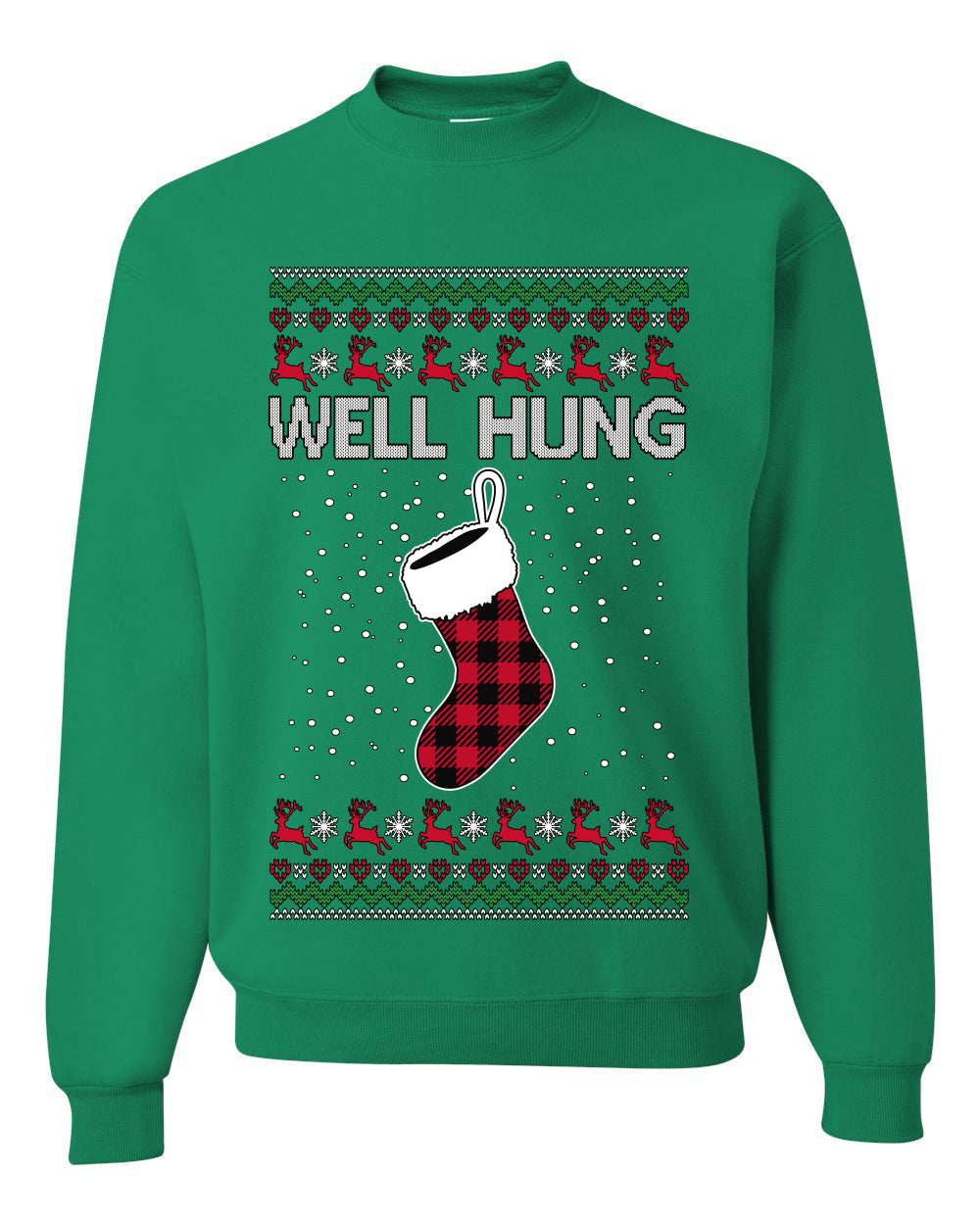 Well Hung, Unisex Ugly Christmas Sweater Crewneck Sweatshirts