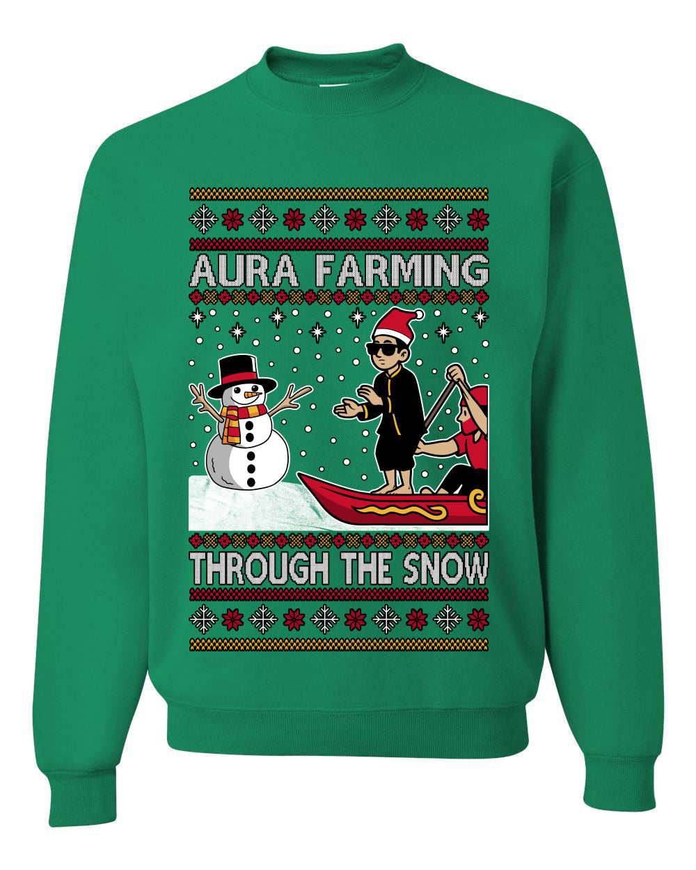Aura Farming Through The Snow Meme, Unisex Ugly Christmas Sweater, Crewneck Sweatshirts