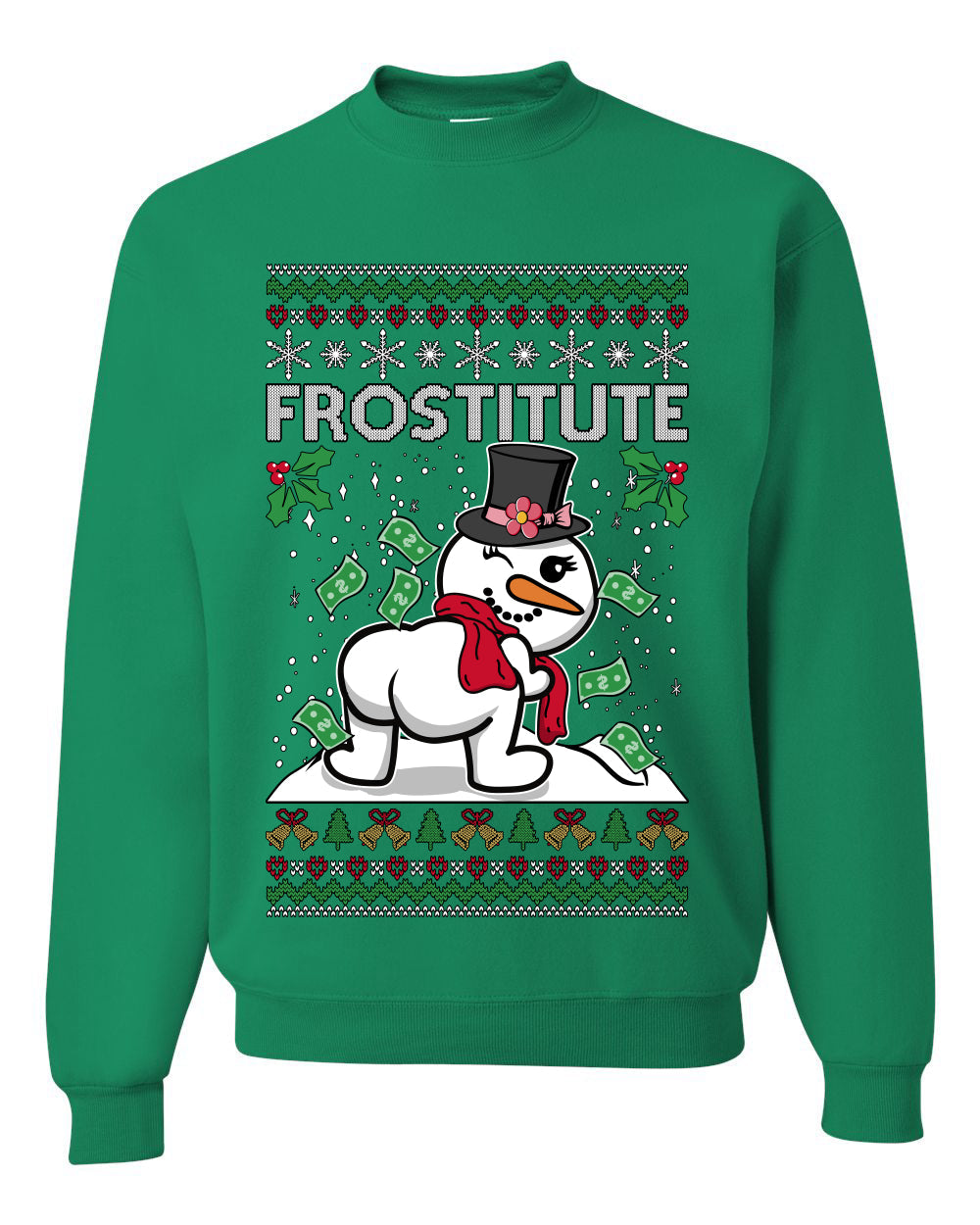 Snow Frostitute, Funny Unisex Ugly Christmas Sweater, Crewneck Sweatshirts