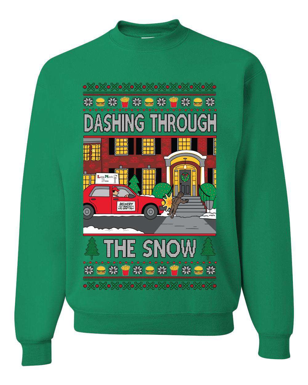 Dashing Through The Snow Classic 90s Holiday Movie, Unisex Ugly Christmas Sweater Crewneck Sweatshirts