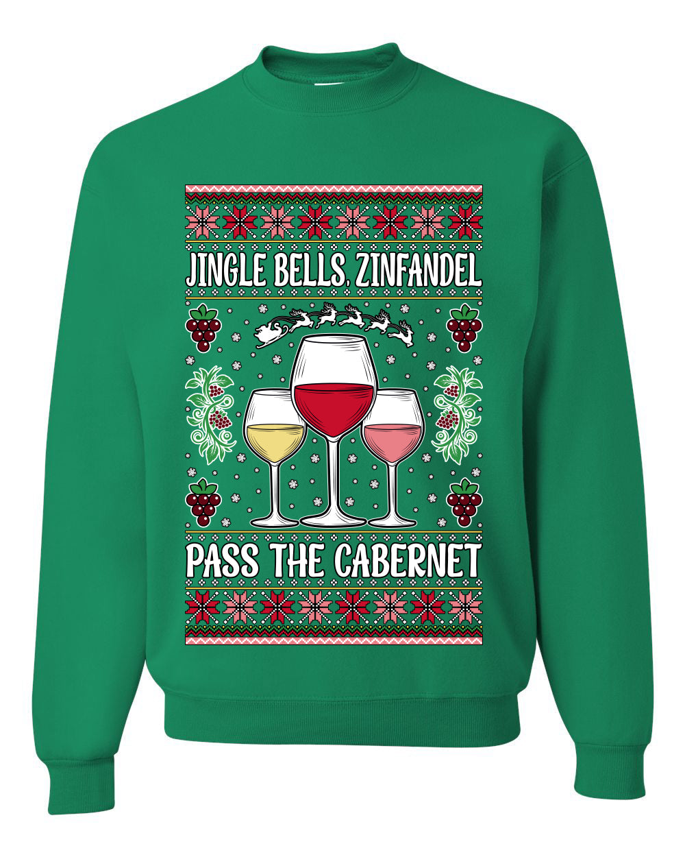 Jingle Bells, Zinfandel Pass The Cabernet Wine Drinker, Unisex Ugly Christmas Sweater, Crewneck Sweatshirts