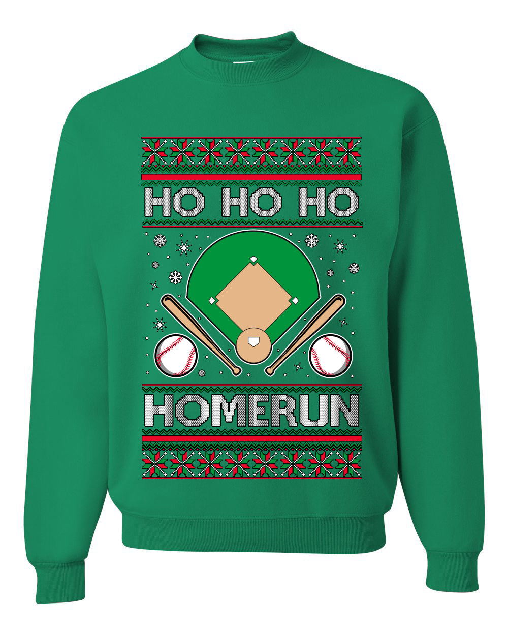 Ho Ho Ho Homerun, Baseball Fan Christmas Design, Unisex Ugly Christmas Sweater Crewneck Sweatshirts