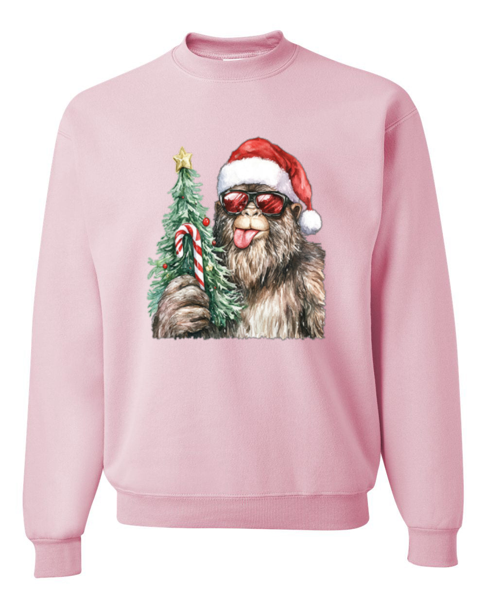Christmas Sasquatch, Big Foot, Funny Candy Cane Christmas Design, Unisex Christmas Sweater, Crewneck Sweatshirts