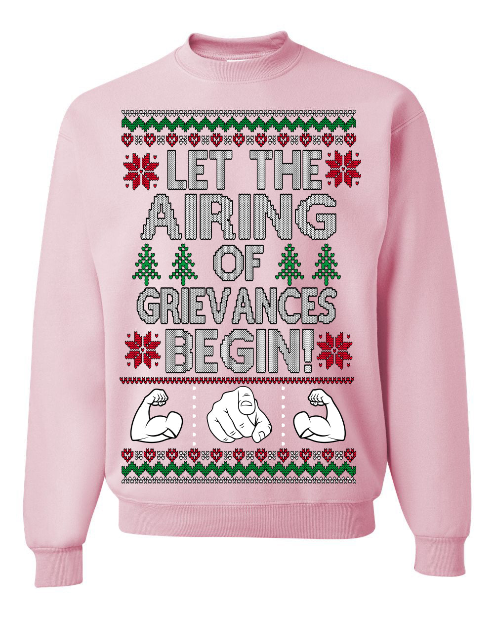 Let The Airing Of Grievances Begin Funny Tv Sitcom Festivus Ugly Christmas Sweater Crewneck Sweatshirt