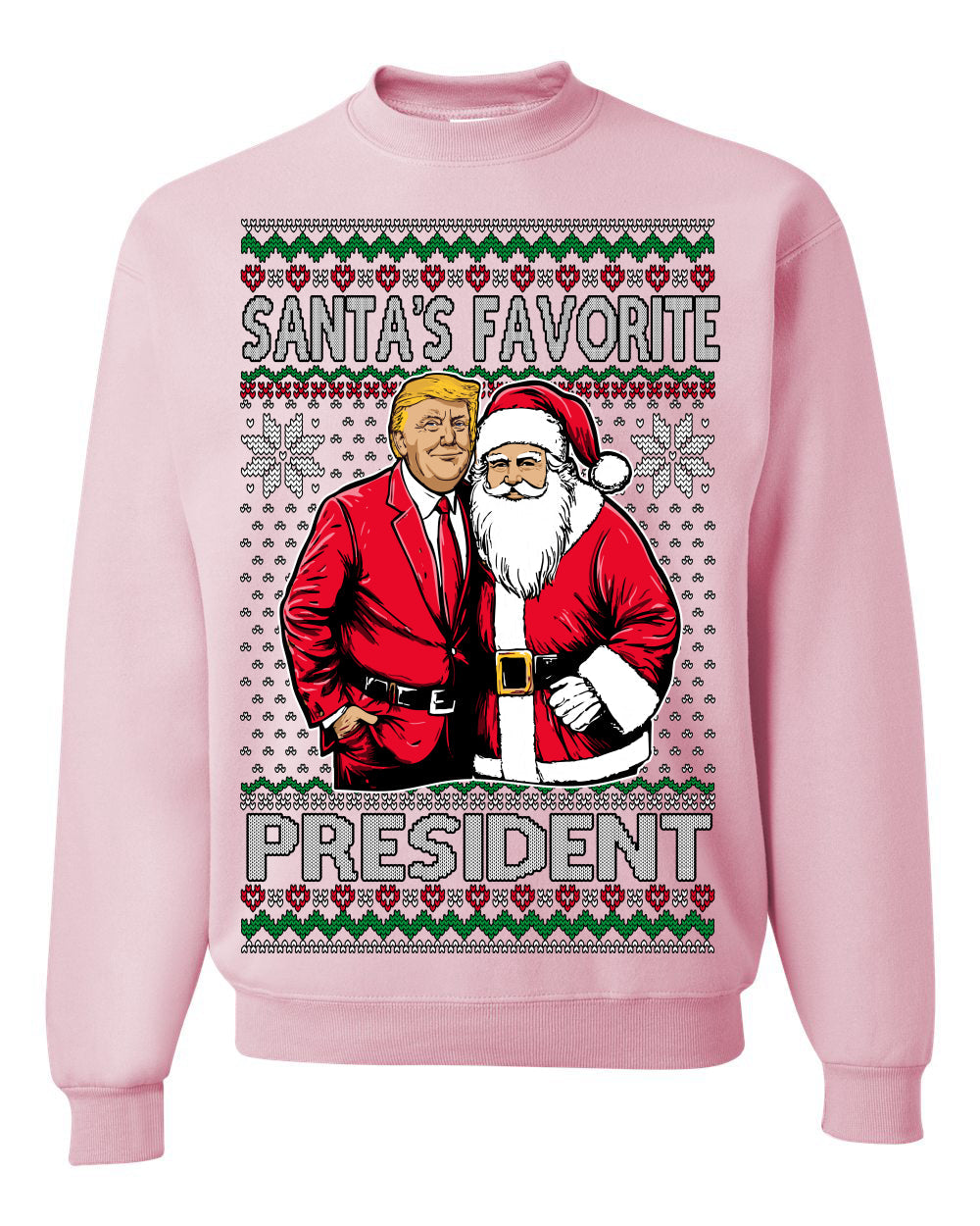 Santa's Favorite President Red Suit Trump Ugly Christmas Sweater Crewneck Sweatshirt