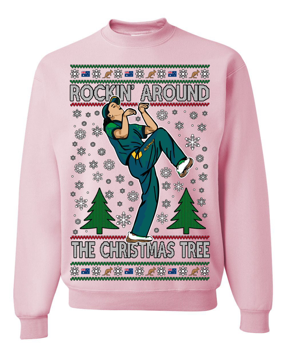 Rockin Around the Christmas Tree Raygun Viral Breakdancer Ugly Christmas Sweater Crewneck Sweatshirt