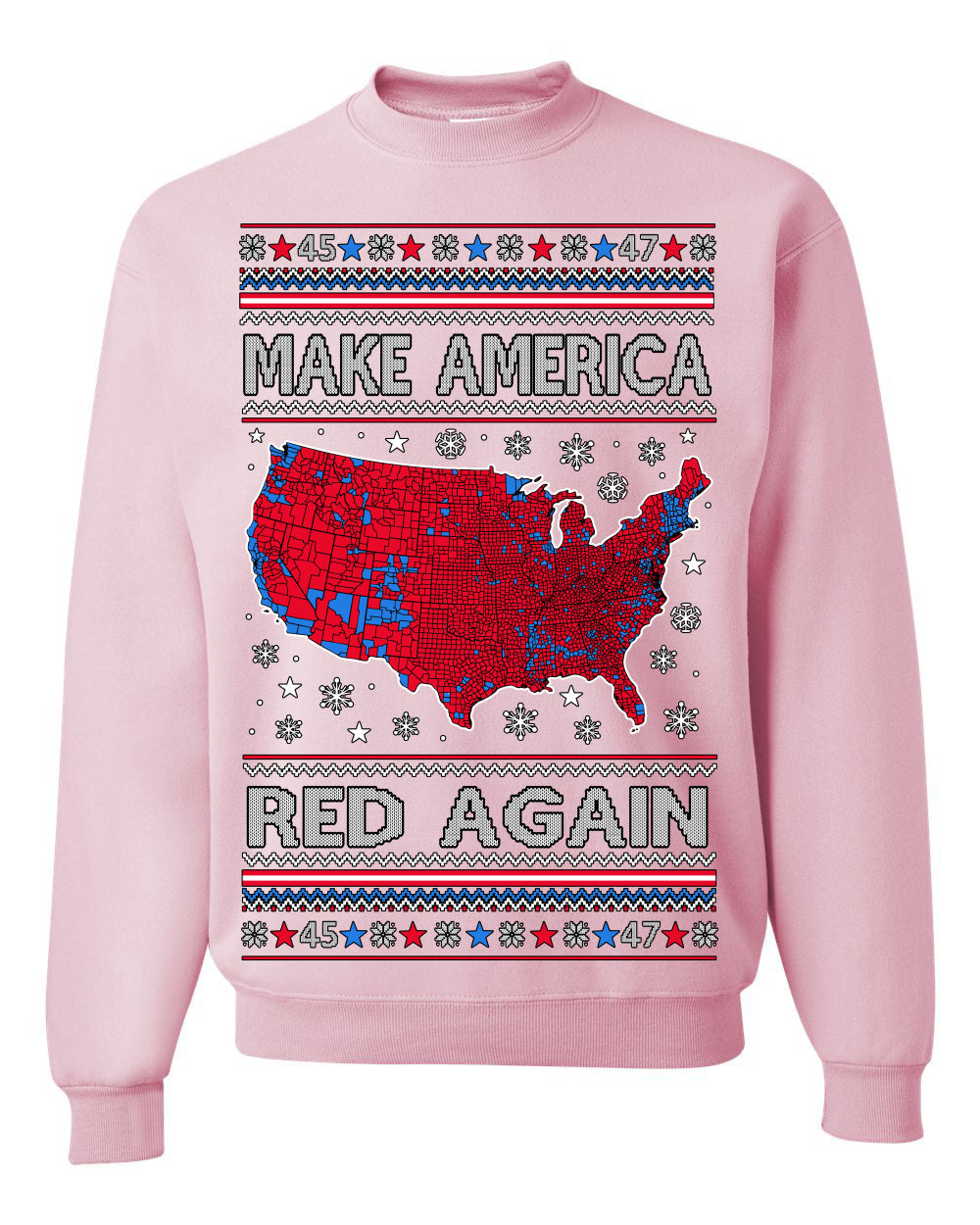 Make America Red Again USA Map Trump 2024 Ugly Christmas Sweater Crewneck Sweatshirt