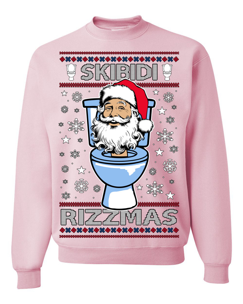Skibidi Rizzmas Funny Toilet Video Viral Brain Rot Meme, Gen Z Alpha Slang Brainrot Memes Ugly Christmas Sweater Crewneck Sweatshirt