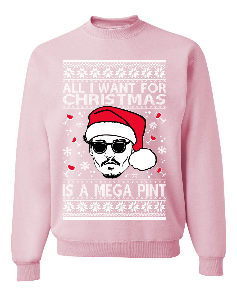 Johnny D All I Want For Christmas is a Mega Ugly Christmas Sweater Unisex Crewneck Sweatshirt