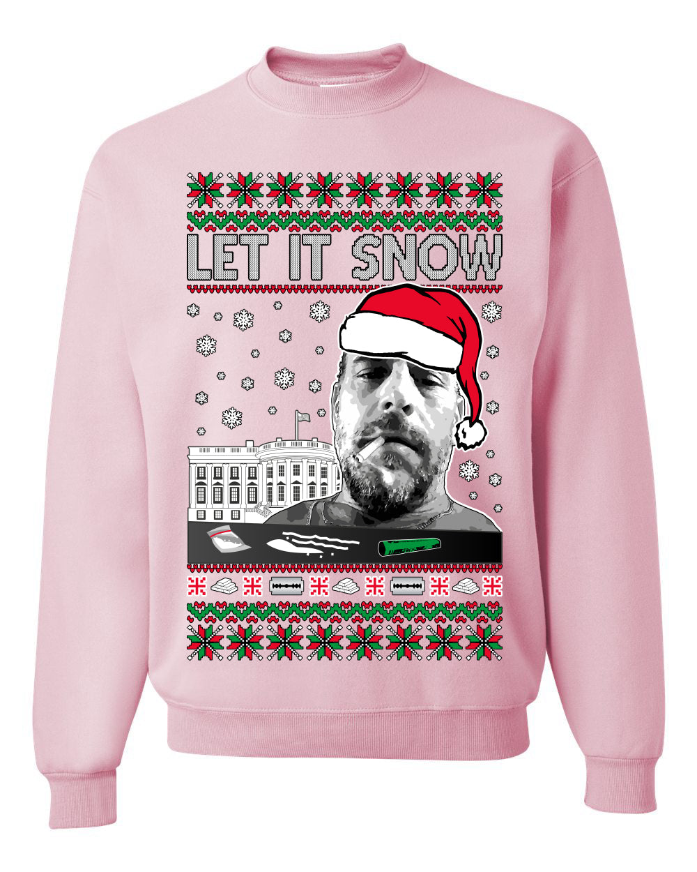 Hunter Let It Snow Biden Ugly Christmas Sweater Unisex Crewneck Sweatshirt