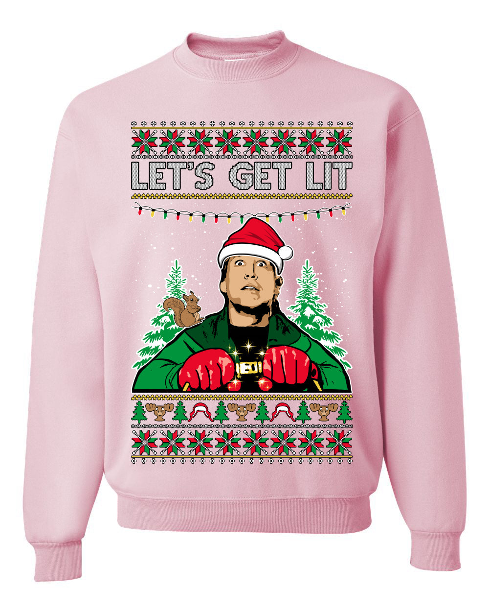Let's Get Lit Clark Vacation Ugly Christmas Sweater Unisex Crewneck Sweatshirt