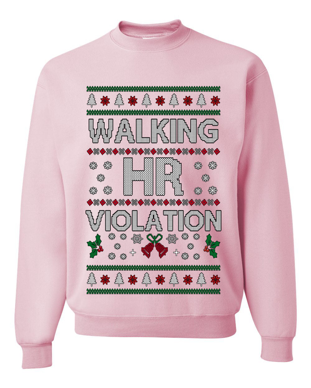 Walking HR Violation, Funny Office Humor Christmas Unisex Sweater, Ugly Christmas Crewneck Sweatshirts