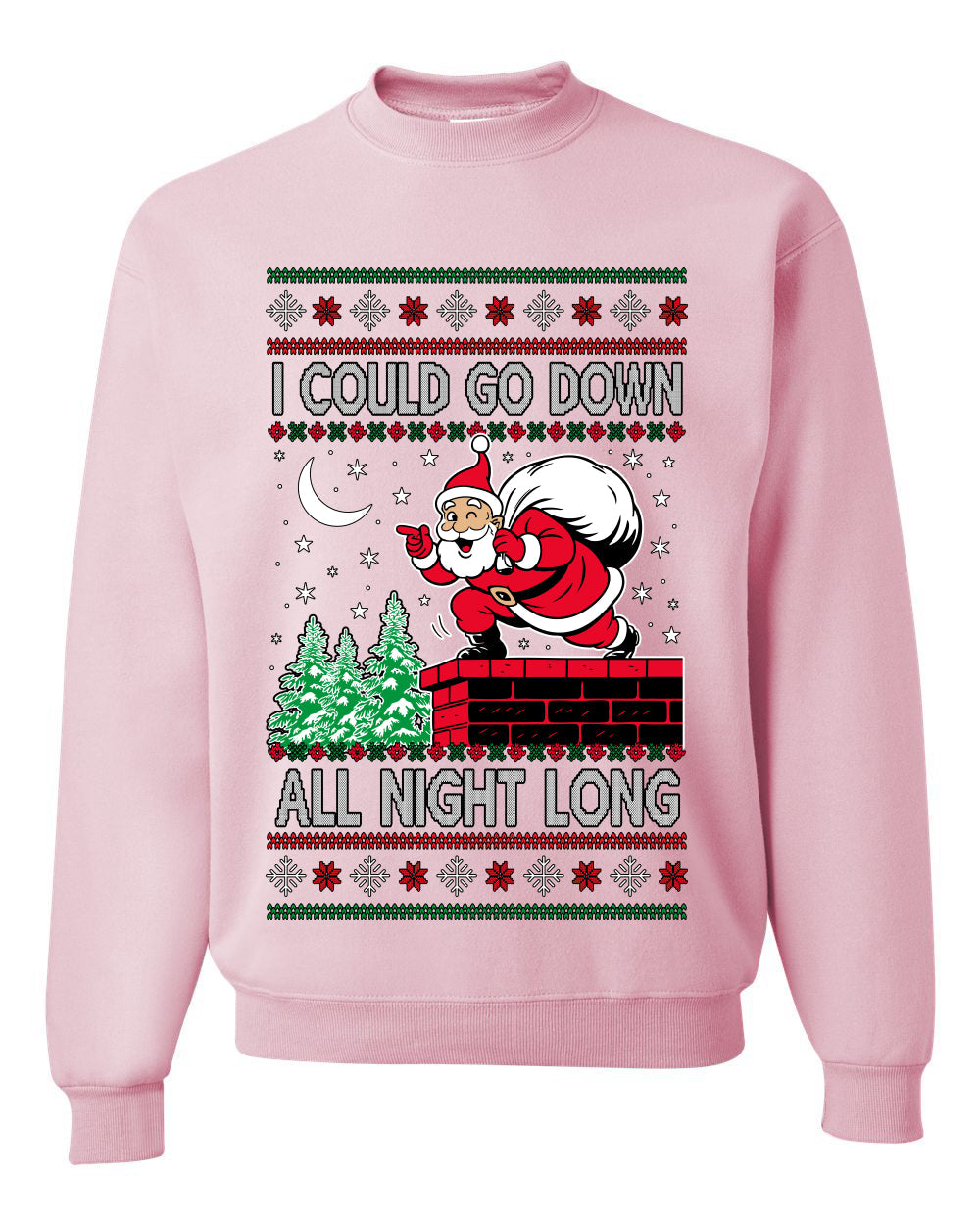 I Could Go Down All Night Long, Ugly Christmas Unisex Sweater, Crewneck Sweatshirts