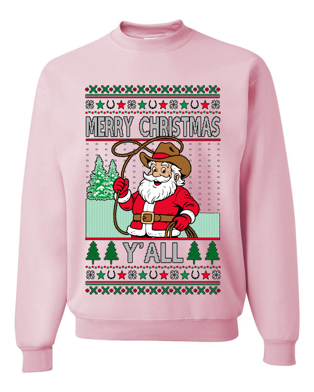 Merry Christmas Y'all Christmas Sweater,Unisex Ugly Christmas Crewneck Sweatshirts