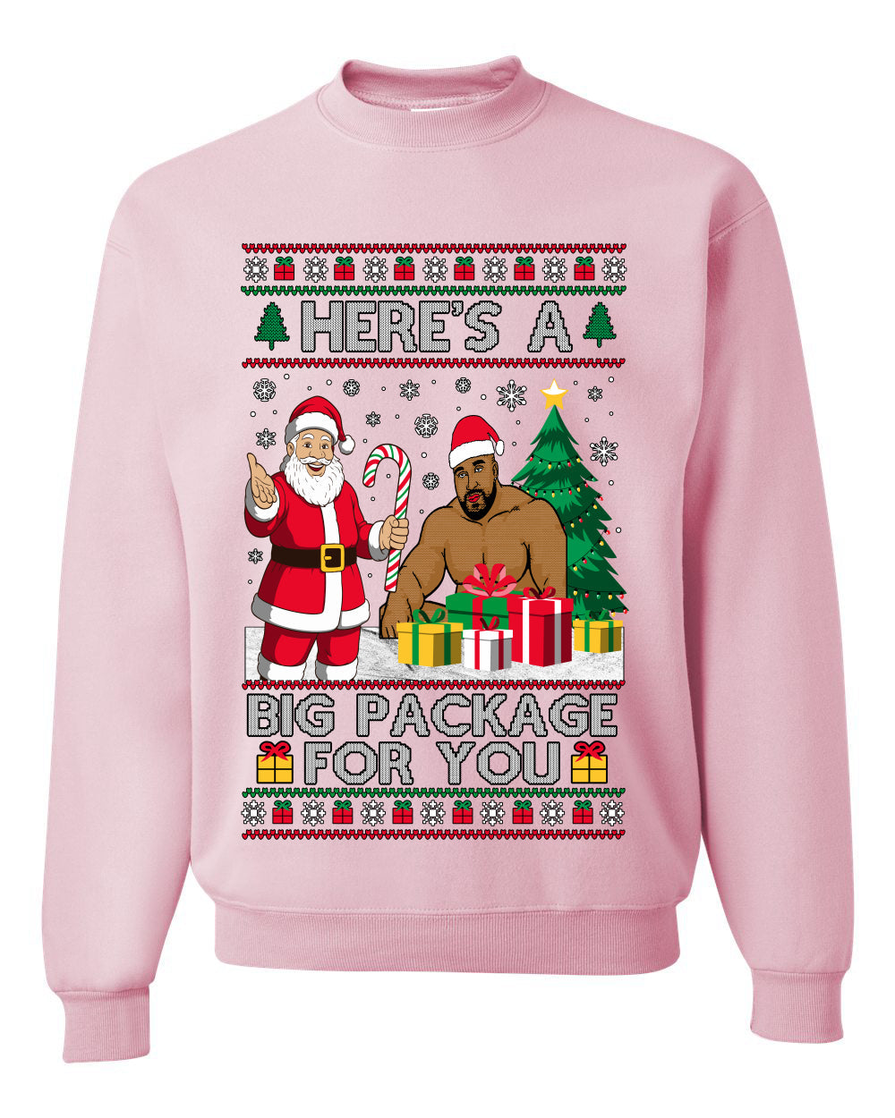 Here's A Big Package For You Santa Christmas Sweater, Unisex Ugly Christmas Crewneck Sweatshirts