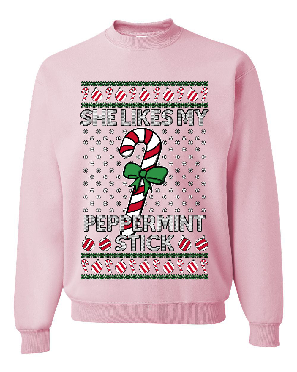 She Likes My Peppermint Stick, Unisex Ugly Christmas Sweater, Crewneck Sweatshirts