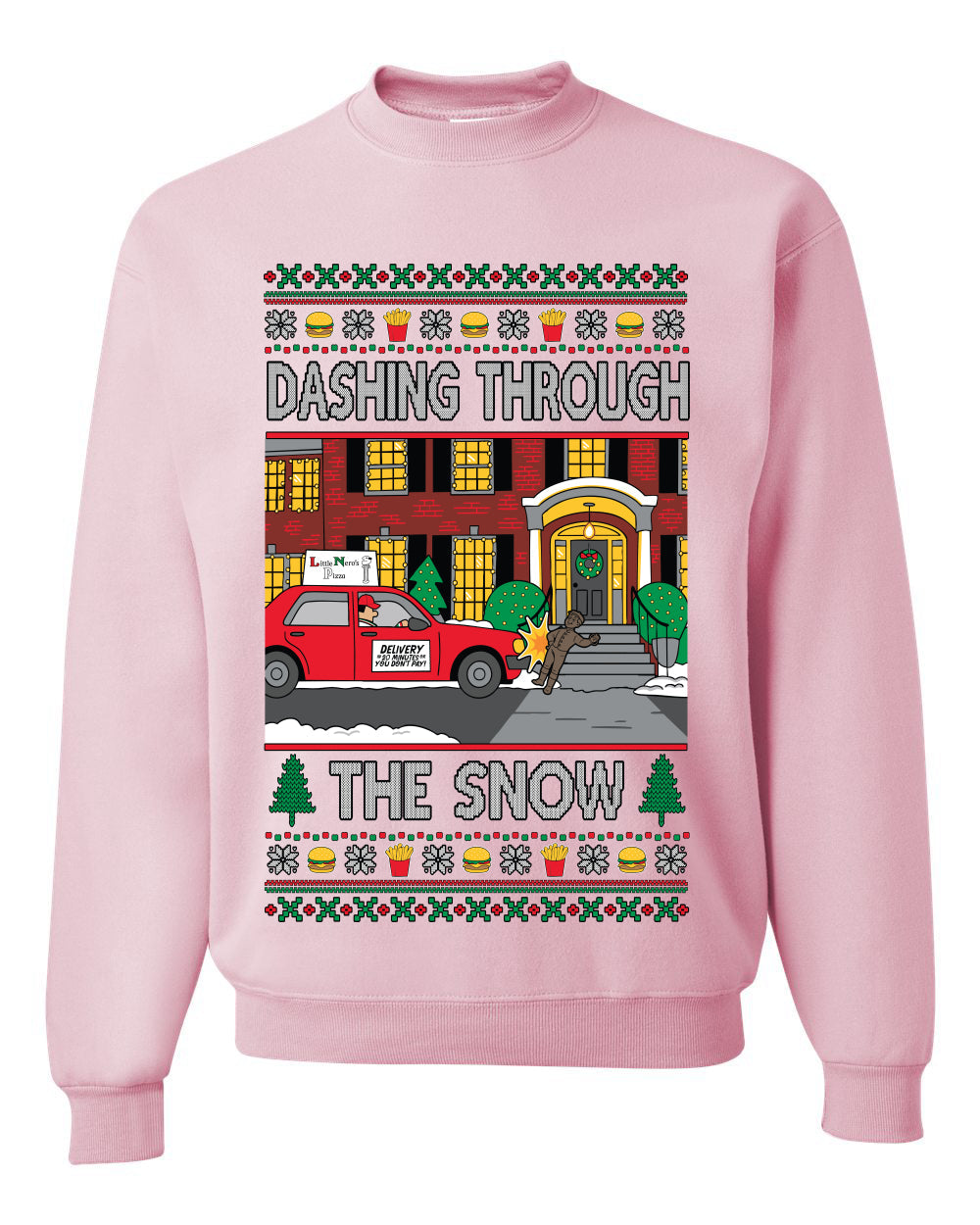 Dashing Through The Snow Classic 90s Holiday Movie, Unisex Ugly Christmas Sweater Crewneck Sweatshirts