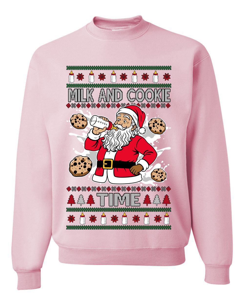 Milk And Cookie Time, Unisex Ugly Christmas Sweater, Crewneck Sweatshirts