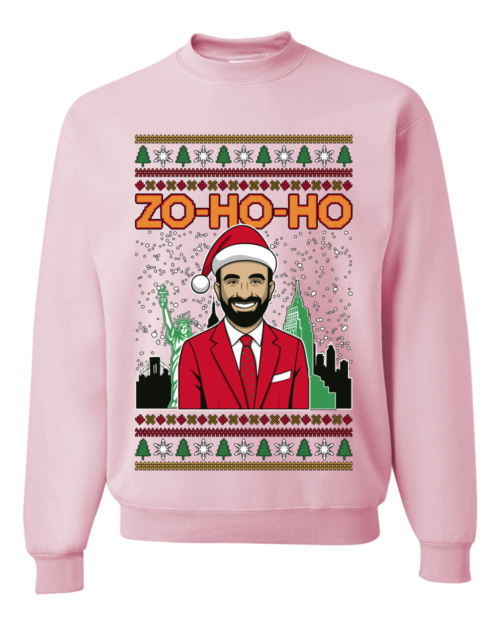 Zo Ho Ho Zohran Mamdani NYC, Unisex Ugly Christmas Sweater Crewneck Sweatshirts