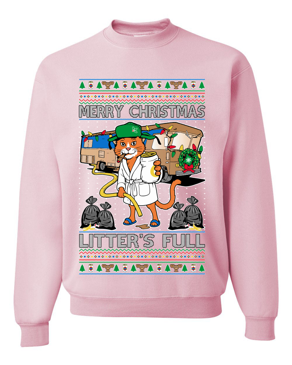 Litters Full Cat, Unisex Ugly Christmas Sweater Crewneck Sweatshirts