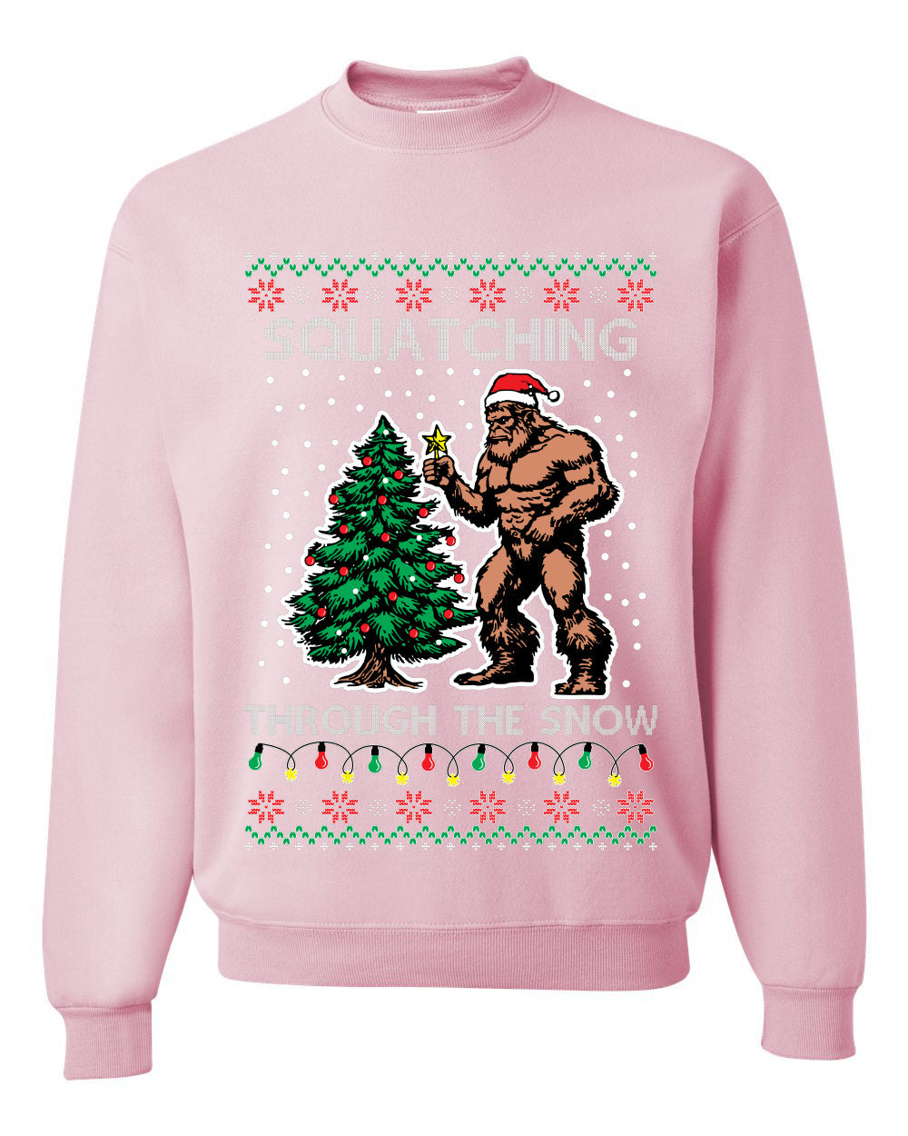 Squatching Through The Snow Bigfoot, Unisex Ugly Christmas Sweater Crewneck Sweatshirts