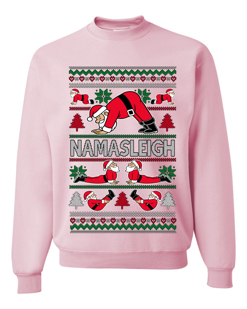 Namasleigh, Namaste Yoga Santa Claus, Unisex Ugly Christmas Sweater Crewneck Sweatshirts