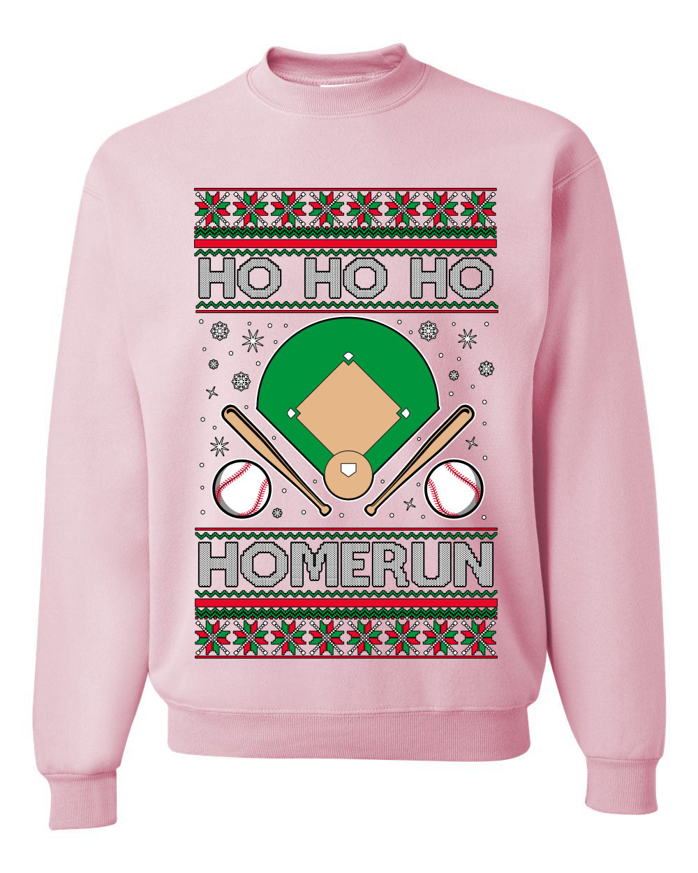 Ho Ho Ho Homerun, Baseball Fan Christmas Design, Unisex Ugly Christmas Sweater Crewneck Sweatshirts