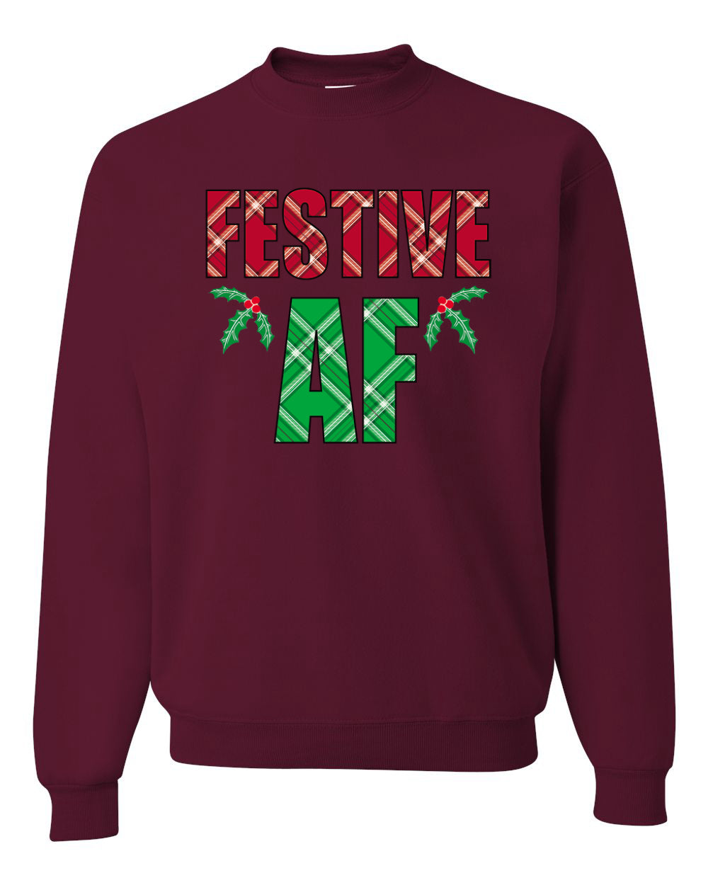 Festive AF Merry Christmas Unisex Crewneck Graphic Sweatshirt