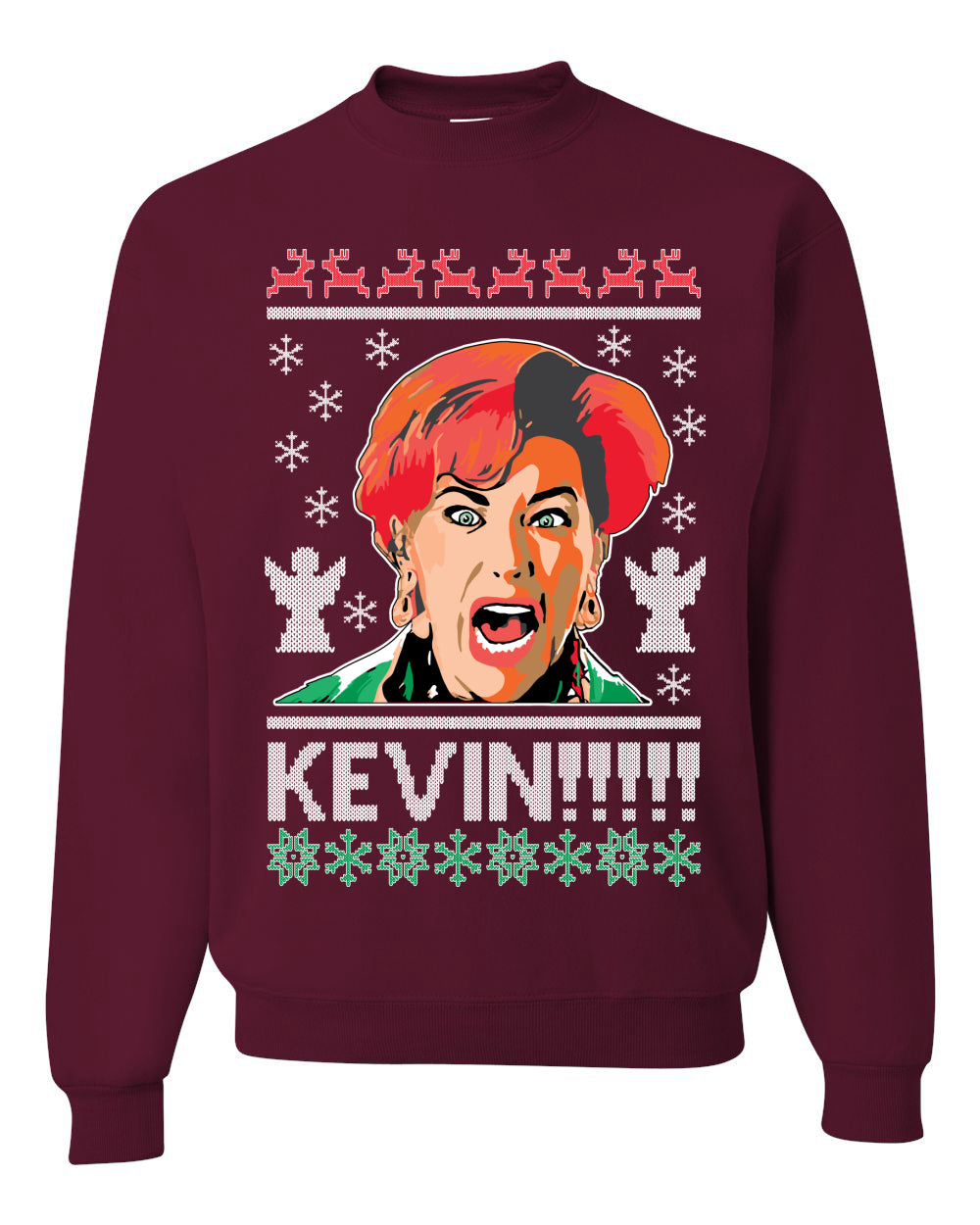 Kevin's Mom Screaming Kevin!  Ugly Christmas Sweater Unisex Crewneck Sweatshirt