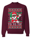 Yo Yo Yo Black Santa Ugly Christmas Sweater Unisex Crewneck Sweatshirt