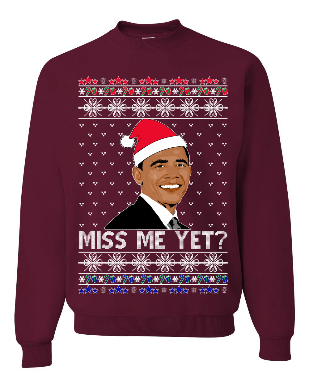 Miss Me Yet Obama Ugly Christmas Sweater Unisex Crewneck Sweatshirt