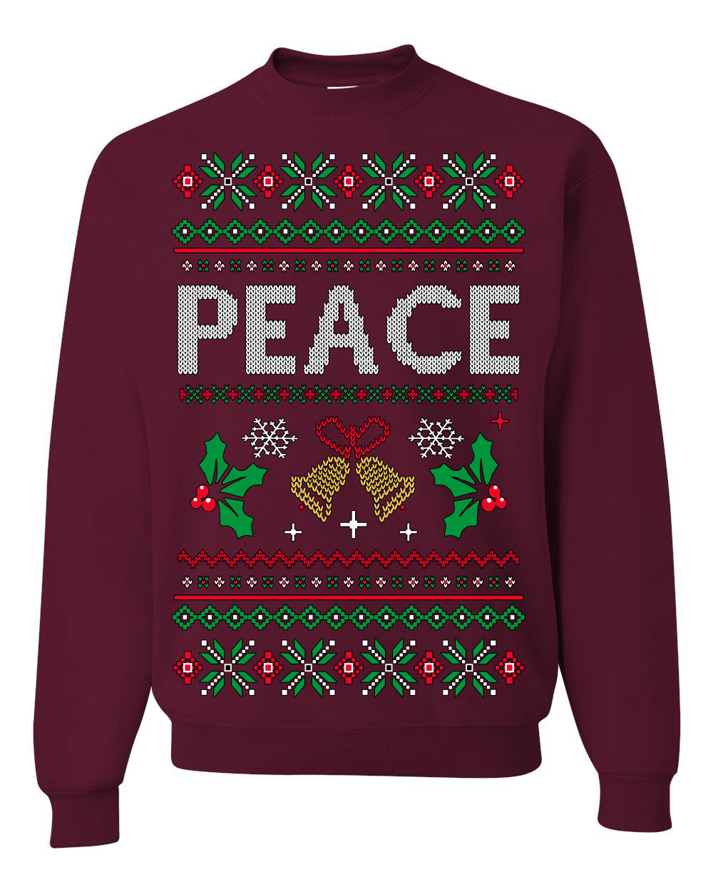 Peace Ugly Christmas Sweater Crewneck Sweatshirt