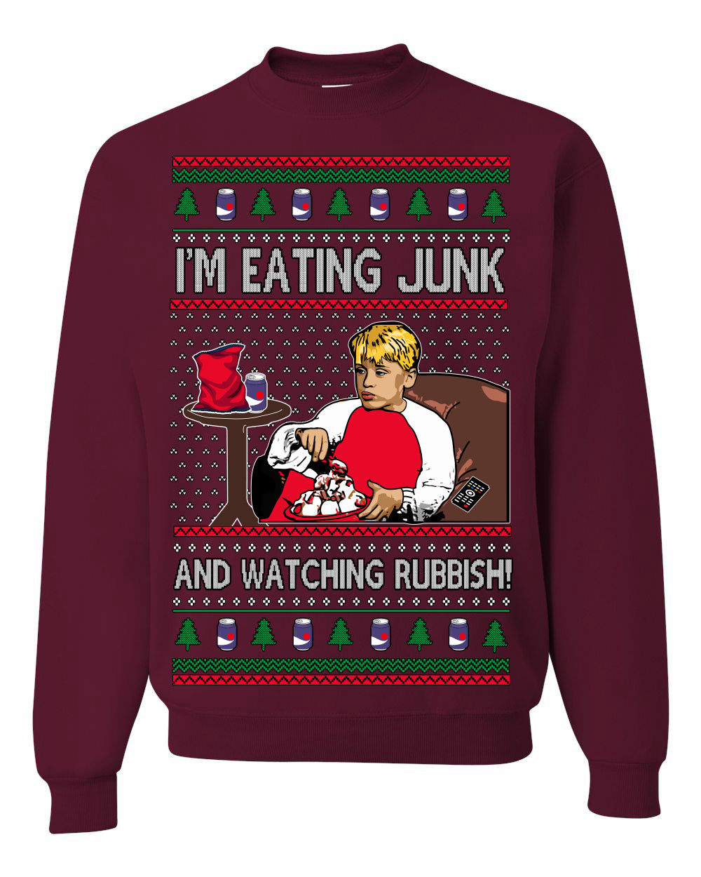 I'm Eating Junk and Watching Rubbish 90s Movie Ice Cream Ugly Christmas Sweater Crewneck Sweatshirt