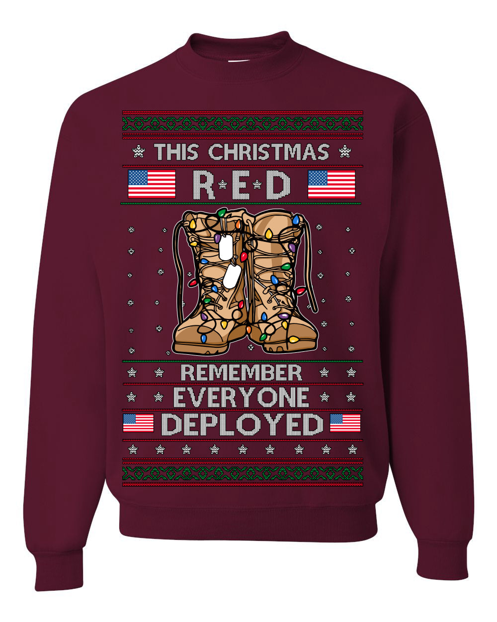 This Christmas RED Remember Everyone Deployed Veteran Ugly Christmas Sweater
