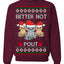 Better Not Pout, Cute Sad Santa Cats | Funny Ugly Christmas Sweater Crewneck Sweatshirt