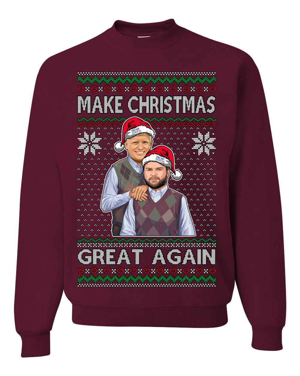 Make Christmas Great Again Trump Vance 2024 Movie Parody Ugly Christmas Sweater Crewneck Sweatshirt