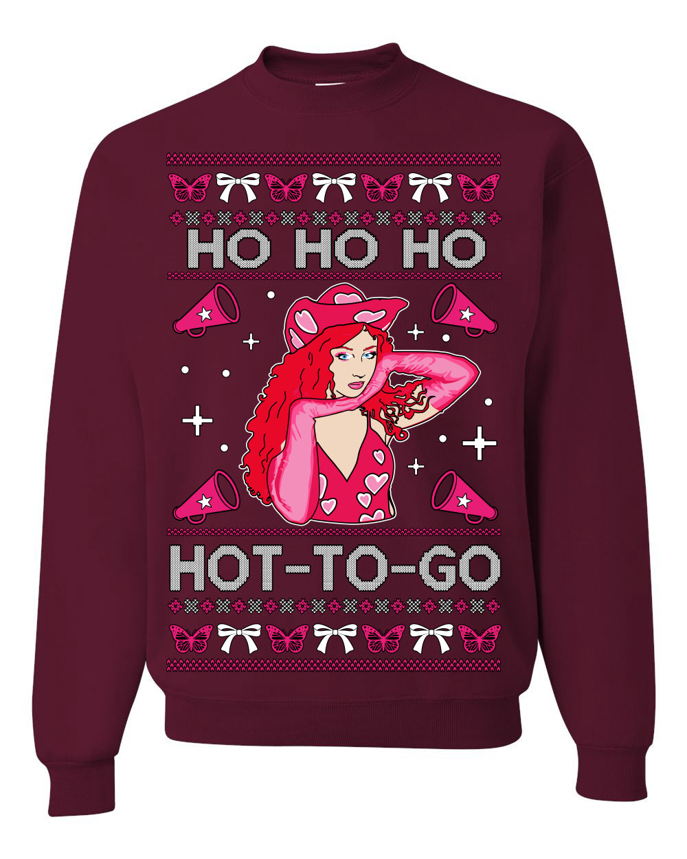 Ho Ho Ho Hot to Go, Viral Midwest Princess Song Dance Pop Star Concert Tour Merch Ugly Christmas Sweater Crewneck Sweatshirt