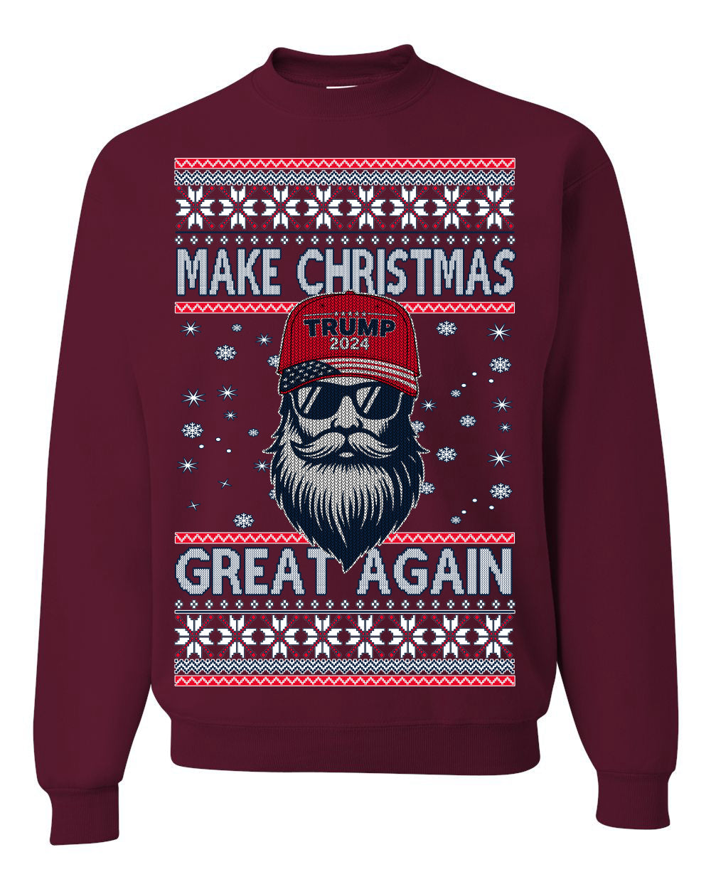 Make Christmas Great Again Trump Santa Claus 2024 MAGA Ugly Christmas Sweater Crewneck Sweatshirt