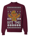 Bite This Funny Gingerbread Cookie Middle Finger Ugly Christmas Sweater Crewneck Sweatshirt