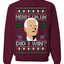 Merry Uh Did I Win? Funny Confused Joe Biden Election 2024 Ugly Christmas Sweater Crewneck Sweatshirt